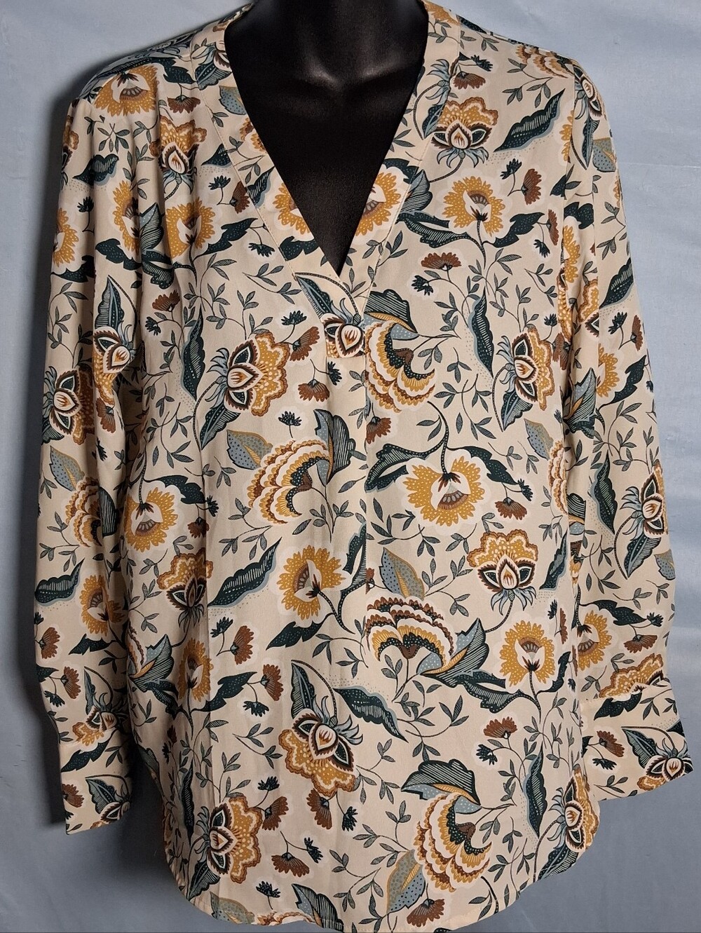 Ann Taylor Factory Boho Floral Paisley Long Sleeve Top SP Small Petite